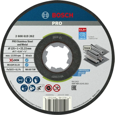 Image de BOSCH 2608619267 Disque à poncer X LOCK droit Standard pour Inox 10x125x1x22.23mm (10 pcs)