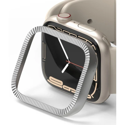 Afbeelding van Ringke Bezel Styling voor de Apple Watch Series 7 / 8 9 41 mm Matte Curve Silver