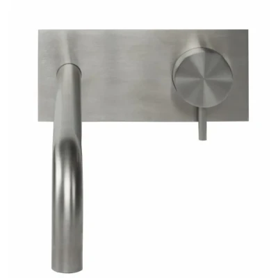 Afbeelding van Waterevolution Flow inbouw wastafelkraan met afdekplaat volledig RVS uitloop 25cm T1161BIE 25
