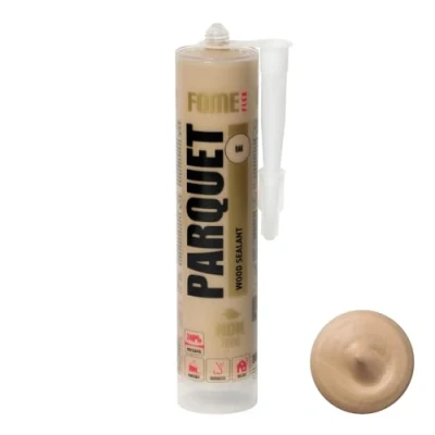 Afbeelding van Hoogwaardige eikenkleurige kit voor parket en laminaat FOME FLEX PARQUET Elastisch, duurzaam, overschilderbaar overschilderbaar. Ideaal het vullen repareren van voegen