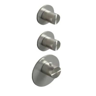 Afbeelding van SB 316 AESTHETICS Round Inbouw thermostaatkraan met 2 uitgangen / x stopkraan volledig RVS 1208954919