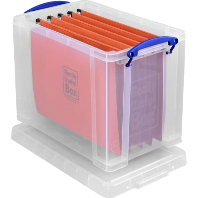 Afbeelding van Really Useful Box Opbergdoos 19 Liter Hangmappenkoffer, Transparant
