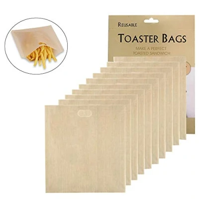 Afbeelding van 10 stuks voedselzakken voor sandwiches, broodrooster, anti aanbaklaag, magnetron, oven, grill en grill, niet klevend, herbruikbare snacktoastzakken