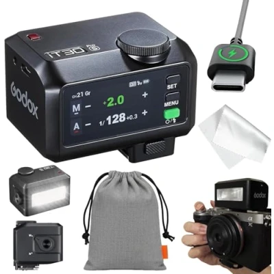 Afbeelding van GODOX IT30PRO S Camera Blitz, IT30PROS Mini Flash, TTL HSS 1/8000s Compatible avec Sony Alpha A9 III a7III a7CII a7IV a7C a7RV a7 a7SIII a6700 a6400 a6600 ZV E10 II ZV1 a61 00 Noir