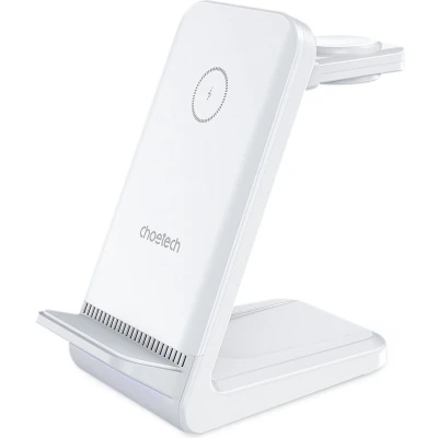 Afbeelding van Choetech 3 in 1 Draadloze Oplader 15W Smartphone/Oortjes/Watch Wit
