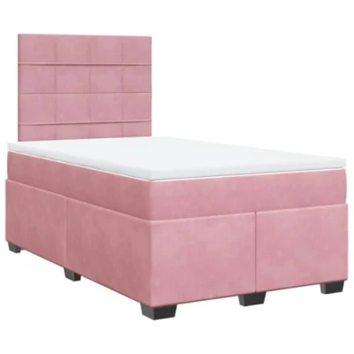 Afbeelding van vidaXL Boxspring met matras fluweel roze 120x200 cm