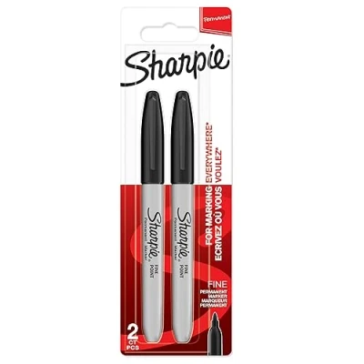 Image de SHARPIE 2 marqueurs permanents Noir Pointe Fine sous blister