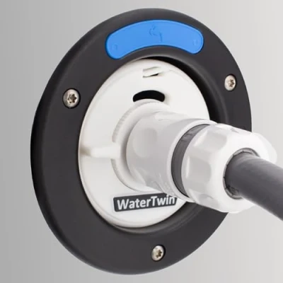 Afbeelding van WATERTWIN Watertankadapter voor camper, vulaccessoires caravans, watertankdop met dubbele Gardena aansluiting (adapter 3 polige tankdop D:78)