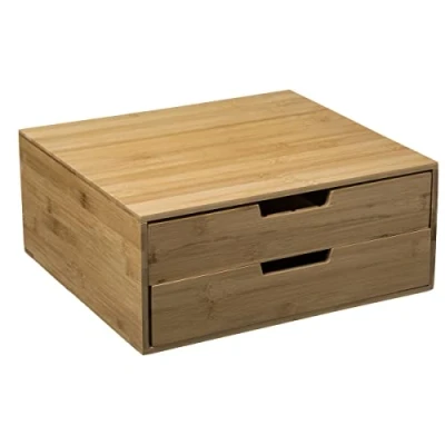 Afbeelding van Capsulehouder Bamboe 2 Lades Theedoos Opbergbox Bureau Organizer Koffie Capsule houder Koffiepads Koffiezetapparaat stand met Lade Koffiecups Geschikt voor Dolce Gusto Vertuo L’Or