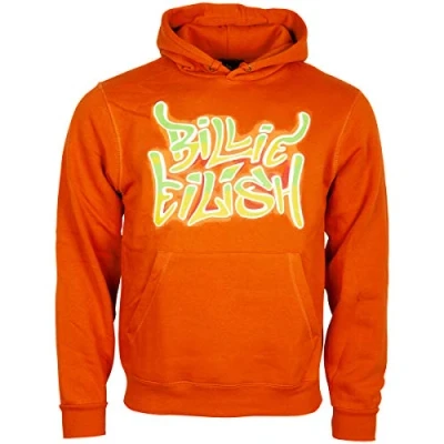 Afbeelding van Billie Eilish Airbrush Flames Blohsh Hoodie/trui M Oranje