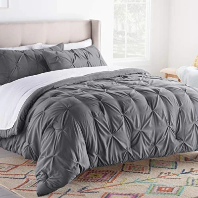 Image de Linenspa Couette en microfibre et duvet synthétique hypoallergénique pour toutes les saisons, très grand lit, gris foncé