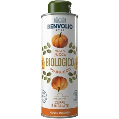 Afbeelding van Pompoenpitolie BENVOLIO 1938 250 ml biologische pompoenolie, koudgeperst, ideaal als rauwe specerij voor salades en soepen (250 ml, 1)