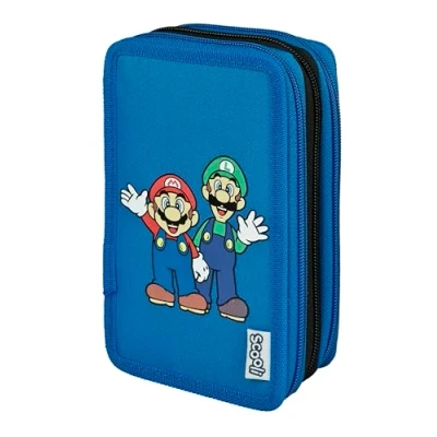 Afbeelding van Scooli Super Mario Tripledecker Schooletui gevuld met hoogwaardige pennen en accessoires Ideaal voor school, vrije tijd onderweg Vanaf 6 jaar