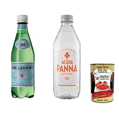 Afbeelding van San Pellegrino Sprankelwater in fles, 24 x 500 ml + Acqua Panna Still Natural Mineral Water Polpa Italian Gourmet