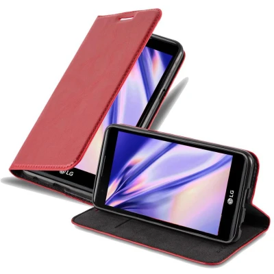 Afbeelding van Cadorabo Hoesje geschikt voor LG X POWER in APPEL ROOD Beschermhoes met magnetische sluiting, standfunctie en kaartvakje Book Case Cover Etui