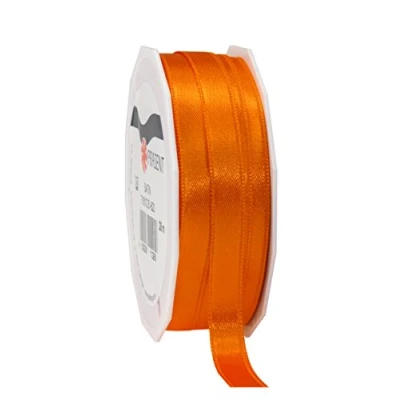 Afbeelding van DIT Pattberg Cadeaulint, satijnlint, oranje, 24,7 m, voor geschenkverpakkingen, 1 cm breed, cadeaulint decoratie en knutselen, decoratief lint geschenken, elke gelegenheid
