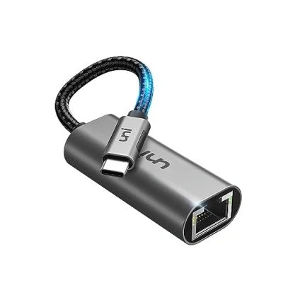 Afbeelding van uni USB C naar Ethernet adapter, 1 Gbps Gigabit LAN RJ45 type Thunderbolt 3 voor iPhone 15 Pro MacBook iPad Air Surface Chromebook Dell XPS etc grijs