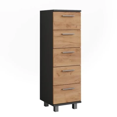 Afbeelding van Vicco Ilias midi kast, antraciet/gouden eiken, 30,2 x 95 cm
