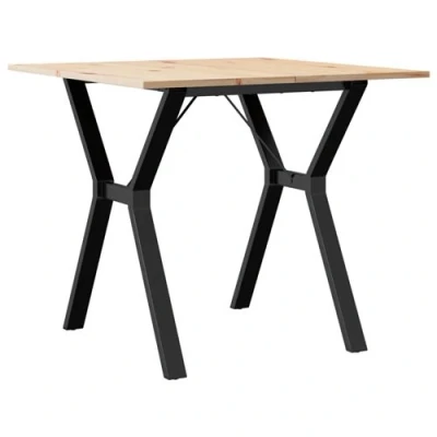 Image de vidaXL Table à manger cadre en Y 80x80x75 cm bois de pin massif acier3282717