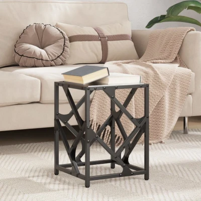 Afbeelding van Salontafel met zwart glazen blad 30x30x41 cm staal