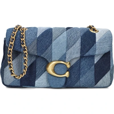 Afbeelding van Coach Quilted Patchwork Denim Tabby Schoudertassen Dames Blauw Maat ONESIZE