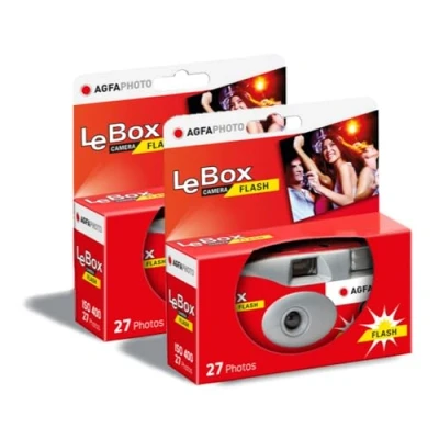Afbeelding van AGFA Photo PACK 2 x 601020 Appareil Jetable LeBox Flash, 27 photos, Objectif Optique 31 mm Gris et Rouge