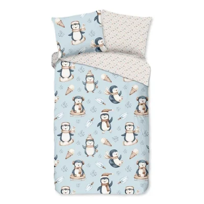 Afbeelding van Good Morning Kinderdekbedovertrek &quot;pinguins&quot; Multi (140x200/220 cm) Katoen Flanel