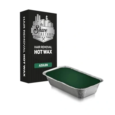 Afbeelding van The Shave Factory Hair Removal Hot Wax professionele was voor effectieve en pijnloze ontharing, geschikt alle huidtypes haarstructuren (Azulen)