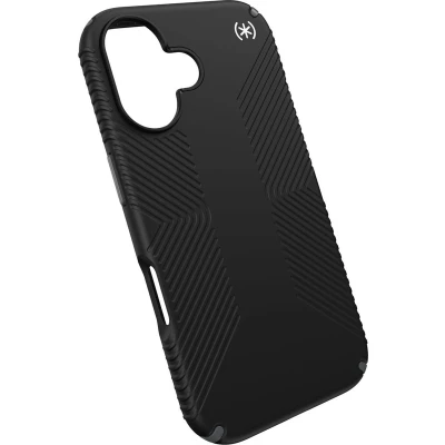 Afbeelding van Speck hoesje geschikt voor Apple iPhone 16 Ultieme Bescherming en Grip Luxe Soft touch Afwerking Valbescherming gecertificeerd tot 4 meter Microban Antibacterieel Presidio2 lijn Zwart