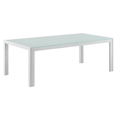 Afbeelding van Glazen tuintafel klein metalen frame 35x100x50 cm wit