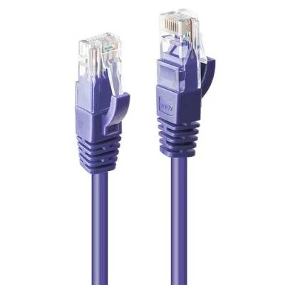 Image de Lindy Cordon de raccordement RJ 45 (M) pour 3 m UTP CAT 6 moulé sans crochet bloqué violet