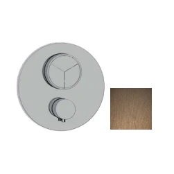 Afbeelding van SB Push Round Inbouw thermostaatkraan met drukknop 3 weg omsteller en volumeregelaar PVD koper 1208955119