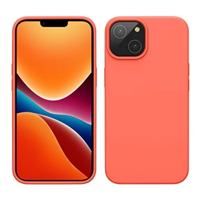 Afbeelding van kwmobile telefoonhoesje geschikt voor Apple iPhone 14 Hoesje met siliconen coating Smartphone case in levendig koraal