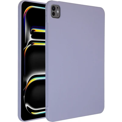 Afbeelding van Accezz Tablet Hoes Geschikt voor iPad Pro 11 (2024) M4 Liquid Silicone Backcover met penhouder Lila /Lila