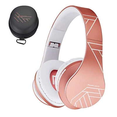 Afbeelding van PowerLocus Opvouwbare draadloze stereo Bluetooth hoofdtelefoon met geïntegreerde microfoon, SD/TF, FM voor iPhone/Samsung/iPad/PC (roségoud)