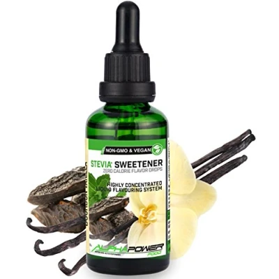 Afbeelding van ALPHAPOWER FOOD Stevia Bourbon Vanilledruppels natuurlijk voedselaroma I Vloeibare zoetstof sterk geconcentreerd 1 x 50 ml. drops, flavdrops