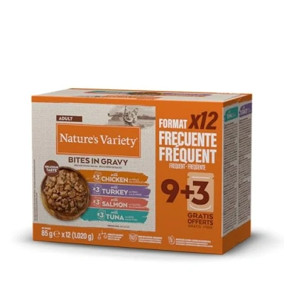 Afbeelding van Voordeelpakket: 48 x 85 g Nature&#039;s Variety Bites in Saus Mix (4 soorten) nat kattenvoer