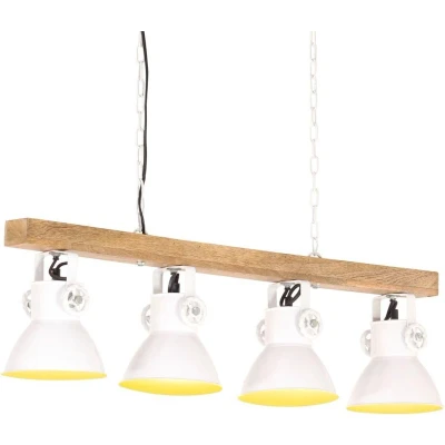 Afbeelding van Plafondlamp industrieel E27 mangohout wit