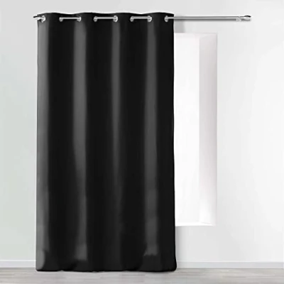 Afbeelding van douceur d&#039;Intérieur Gordijn met ogen (140 x 280 cm), Absolu Zwart, Microvezel