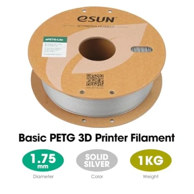 Afbeelding van eSUN PETG filament 1,75 mm met hoge sterkte 1 kg spoel (2,2 lbs) 3D printer voor printers effen zilver