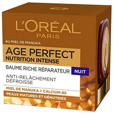 Afbeelding van L&#039;Oréal Paris Anti aging nachtcrème Rijke herstellende balsem Concentraat van Manuka Honing &amp; Calcium B5 Voor Rijpe Huid zonder Voeding Intense Age Perfect 50 ml