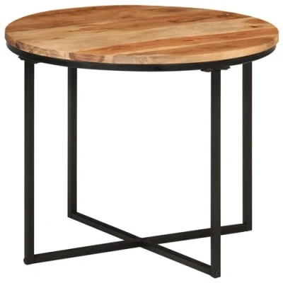 Afbeelding van Salontafel 55x55x45 cm massief acaciahout en ijzer