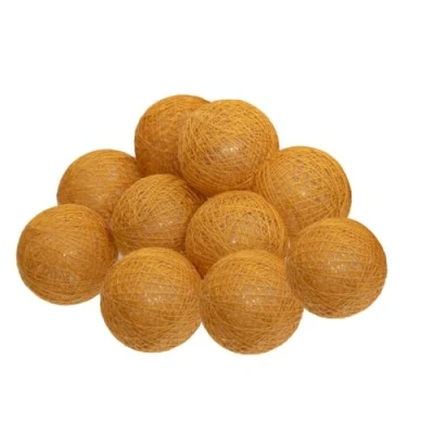 Afbeelding van Lichtsnoer met lampjes in de vorm van 10 katoenen LED bolletjes, lichtroze kleur, 165 cm, Atmosphera