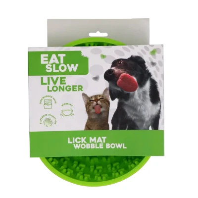 Afbeelding van Eat Slow Live Longer Likmat Wiebelkom Pootafdrukken 17 cm Snuffelmat Anti schrok Kom Slowfeeder Afleiding Belonen Honden en Katten voor Lekkernij 100% Siliconen Vaatwasserbestendig Groen