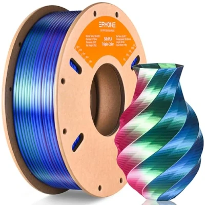 Afbeelding van ERYONE PLA filament zijde driekleurig 1,75 mm voor 3D printer +/ 0,03 250 g/spoel, zijderood blauw en groen