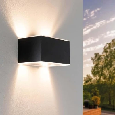 Afbeelding van Ledvion Solar Wandlamp, 2W, 60 Lumen, 3000K, IP44, Zwart, LED Lamp, Buitenlamp, Buiten Verlichting, Tuinverlichting, Sfeerlamp