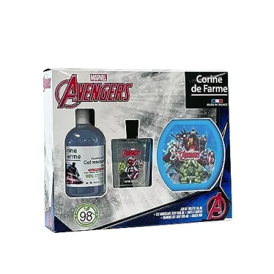 Afbeelding van Corine de Farme Avengers set met eau toilette 50 ml, schuimbad 300 ml en broodtrommel cadeau voor jongens geur kinderen, appelgeur Gourmande 3 in 1 fruitige gel