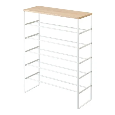 Afbeelding van Yamazaki Shoe rack with wood top board Tower White