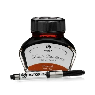 Afbeelding van Octopus Fluids Karamell schrijfinkt met converter, vulpeninkt, bruin 30 ml