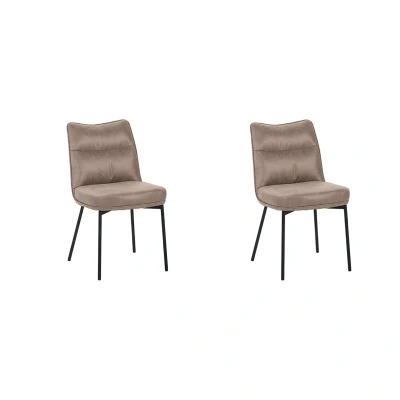 Afbeelding van LABEL51 Eetkamerstoel Lennon Taupe Micro Suede set van 2
